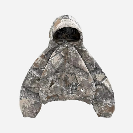 Camo Y2K Zip-Up Hoodie