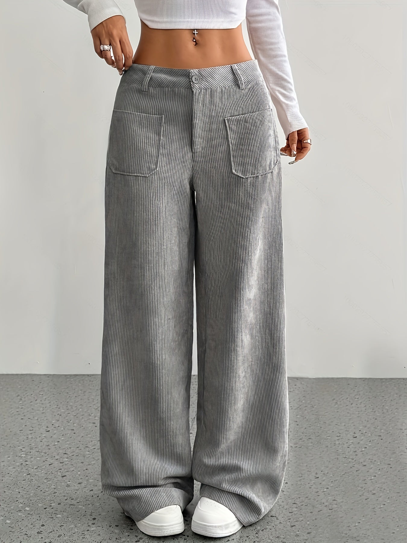 Casual Corduroy Wide-Leg Pants