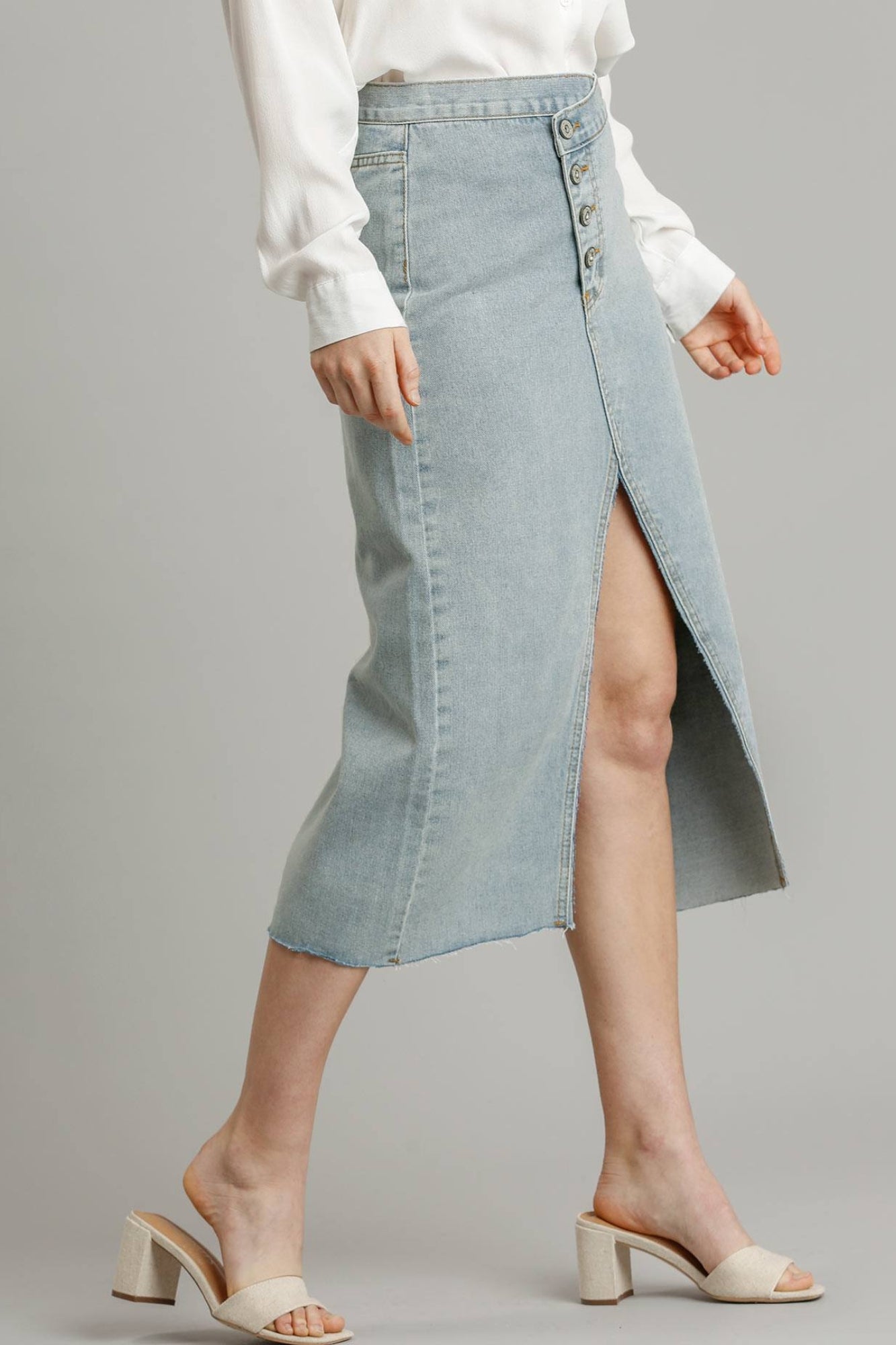 Asymmetrical Split Denim Skirt