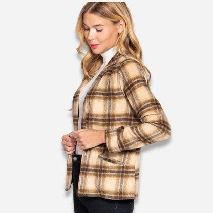 Notched Collar Plaid Jacket