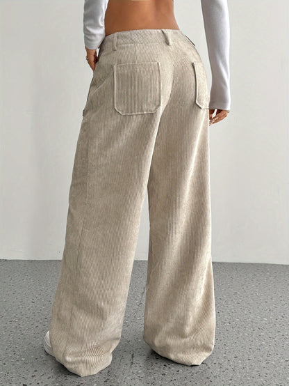 Casual Corduroy Wide-Leg Pants