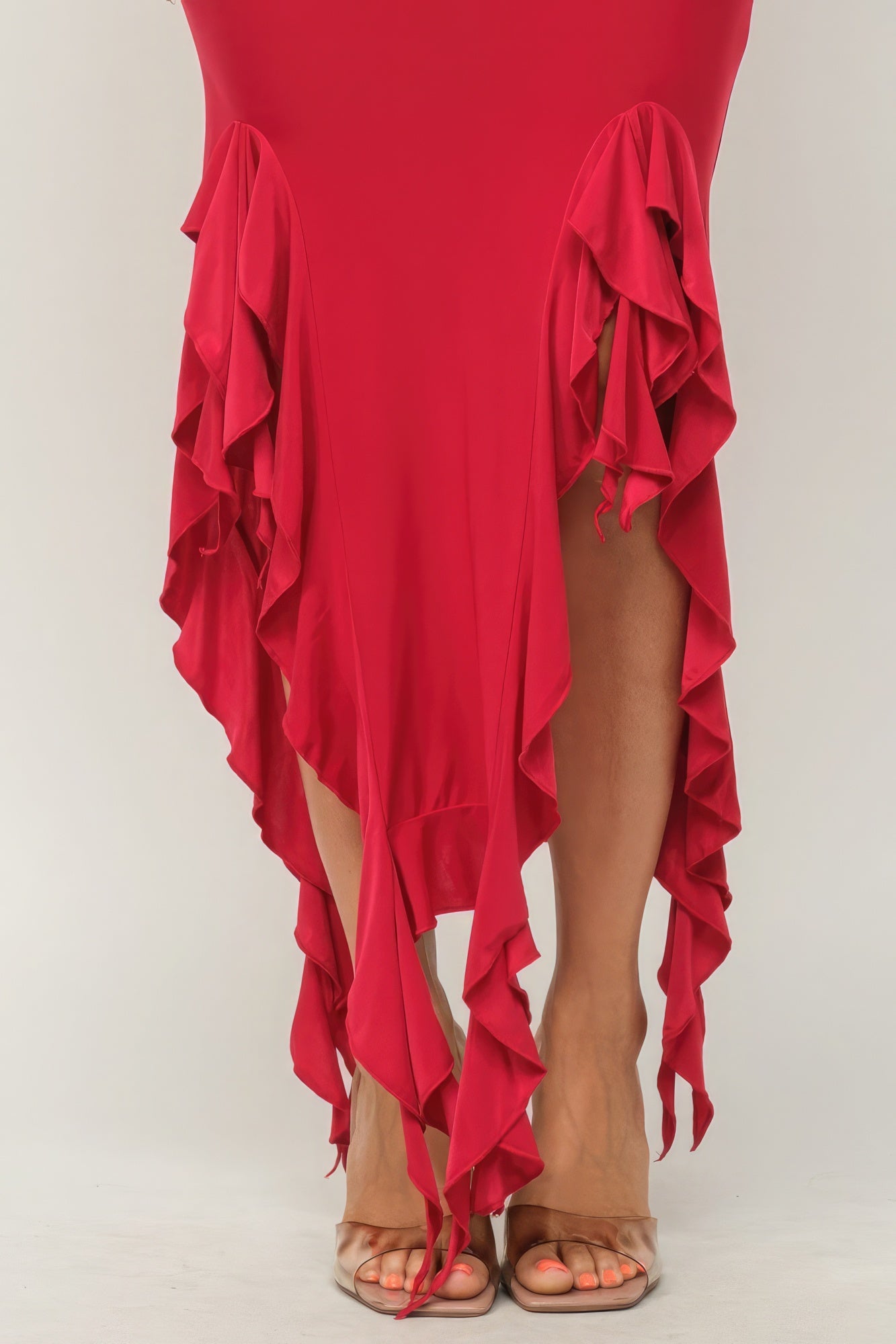 Ruffle Slit Maxi Dress