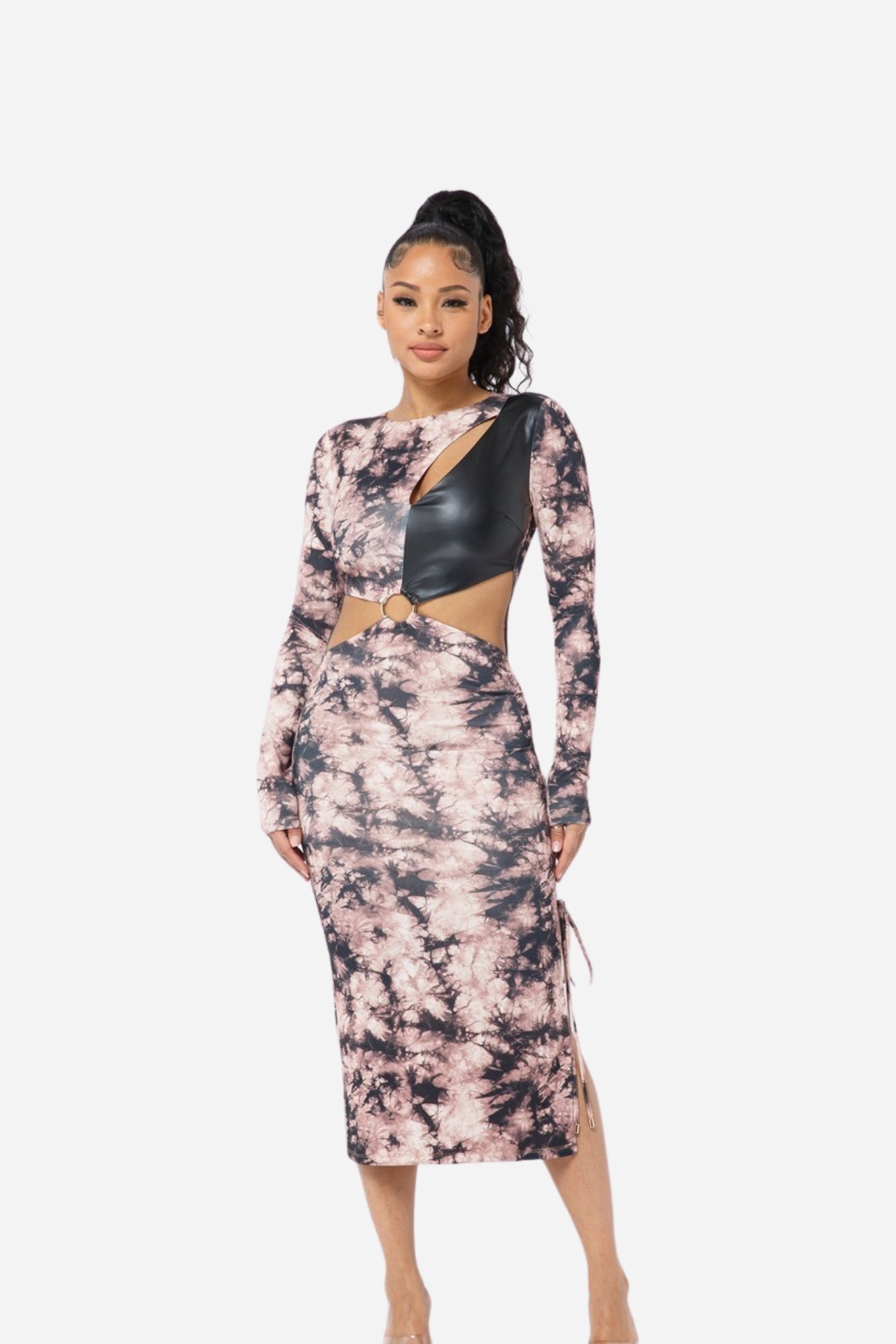 Tie Dye Long Sleeve Midi Dress