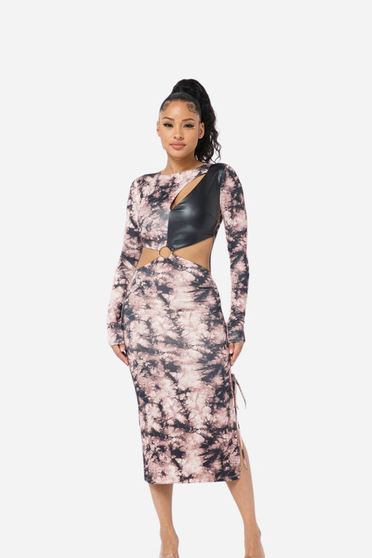 Tie Dye Long Sleeve Midi Dress