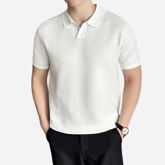 triped Knit V-Neck Polo