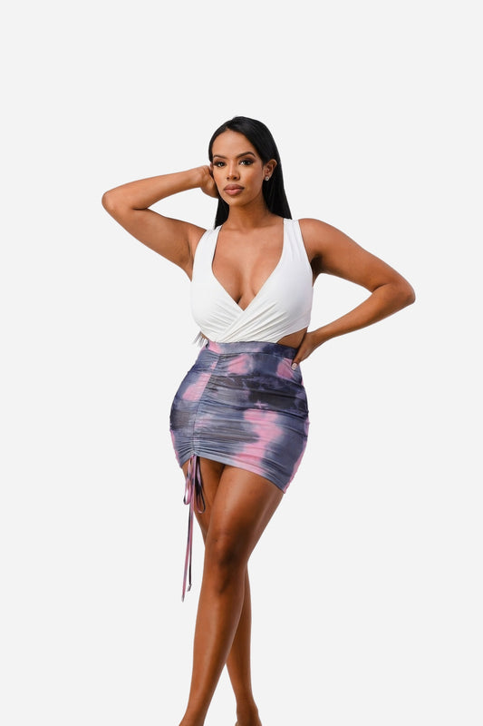 Tie-Dye Rhinestone Bodycon Dress