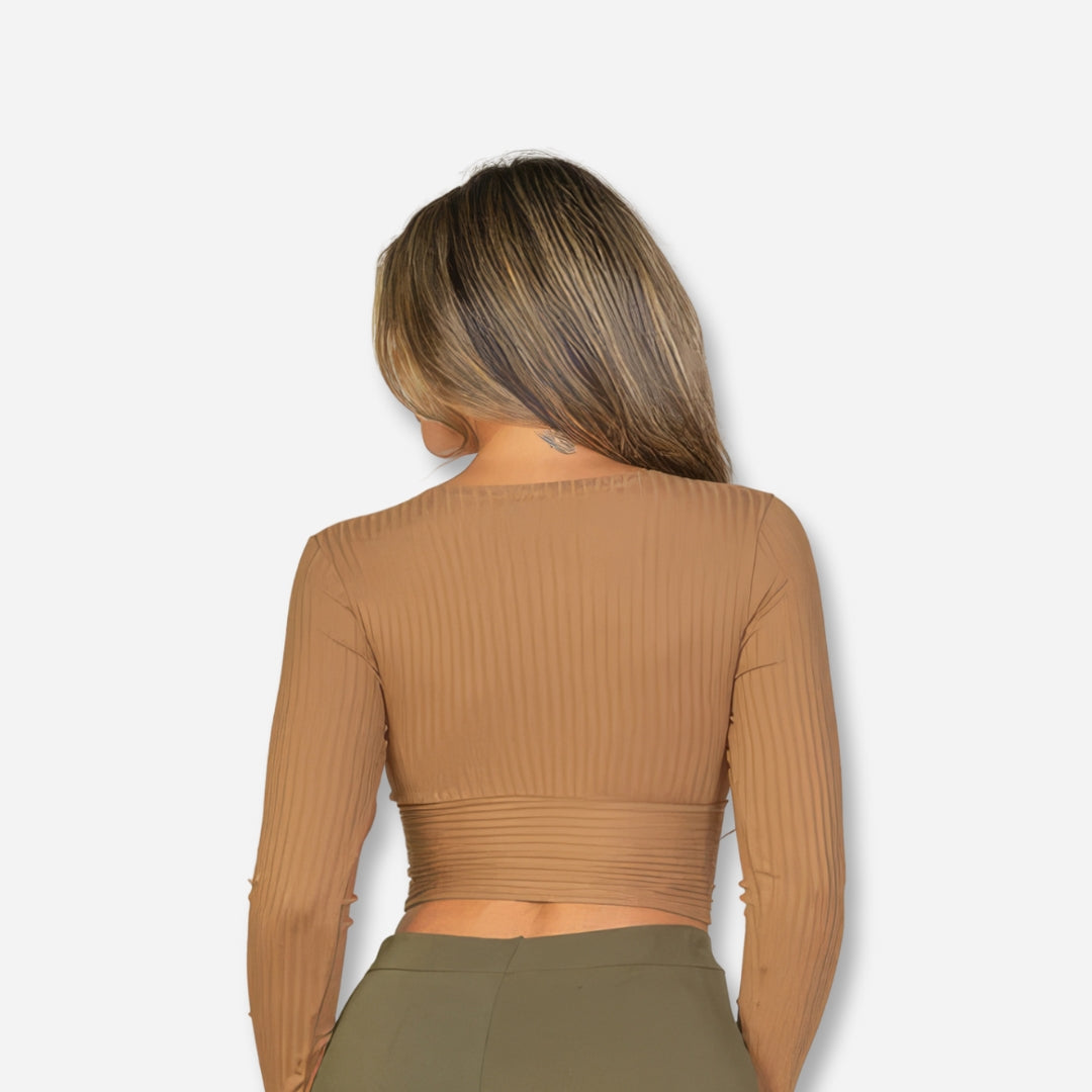 Ribbed Wrap Front Top