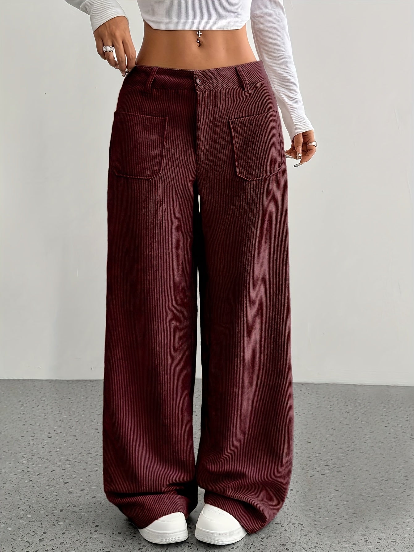 Casual Corduroy Wide-Leg Pants