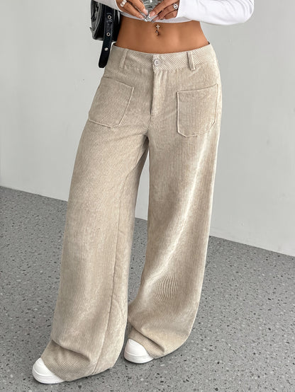 Casual Corduroy Wide-Leg Pants